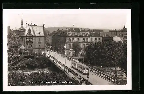 AK Saarbrücken, Luisenbrücke mit Strassenbahn