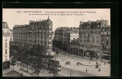 AK Saint-Mande, Vue panoramique de l'Avenue de la Tourelle de l'Avenue de Paris et de la Place de la Tourelle