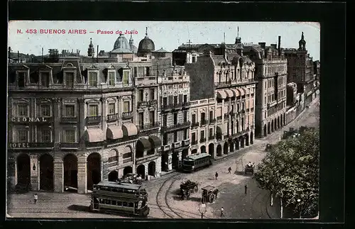 AK Buenos Aires, Paseo de Julio, Strassenbahn