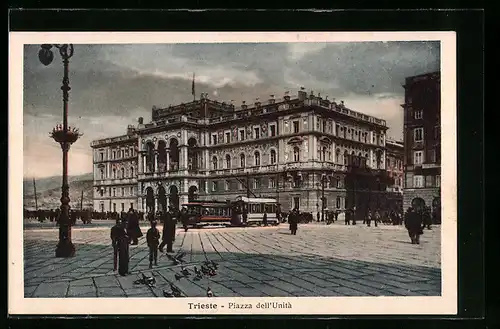 AK Trieste, Piazza dell` Unità, Strassenbahn