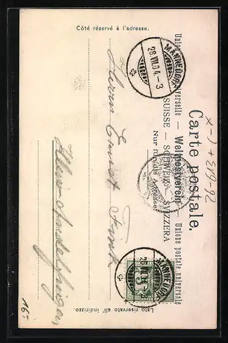 Künstler-AK Handgemalt: Männedorf, Vogelpaar auf einem Wegweiser