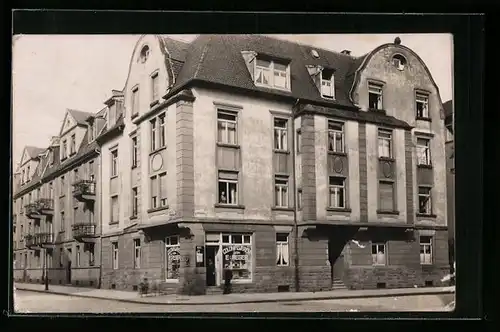 Foto-AK Karlsruhe, Kolonialwaren E. Reger in der Uhlandstr.