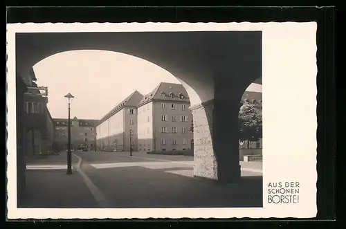AK München-Moosach, Aus der schönen Borstei, Strassenansicht, Bauhaus