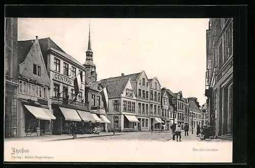 AK Itzehoe, Breitestrasse mit Central-Hotel