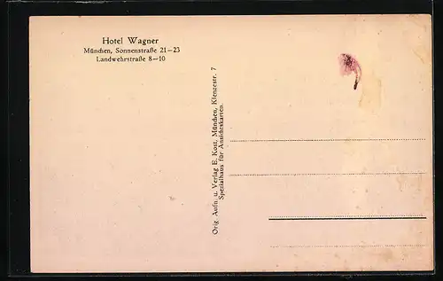 AK München, Hotel Wagner, Sonnenstrasse 21-23