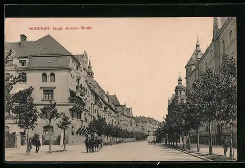 AK München-Schwabing, Franz Joseph-Strasse mit Kutsche