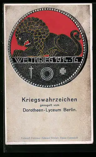 AK Berlin-Neukölln, Kriegswahrzeichen, Nagelung 1916, Ev. Präparandenanstalt