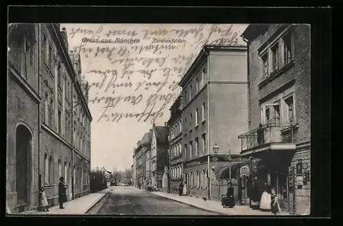 AK München, Lerchenfeldstrasse mit Gasthaus