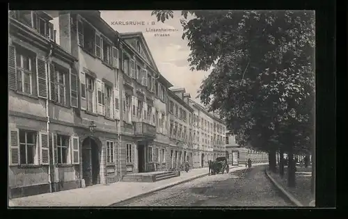 AK Karlsruhe i. B., Linkenheimerstrasse mit Passanten