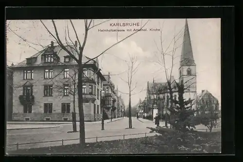 AK Karlsruhe, Helmholtzstrasse mit Altkatholischer Kirche