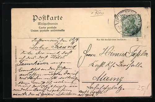 AK Karlsruhe, Bunsenstrasse mit Laterne