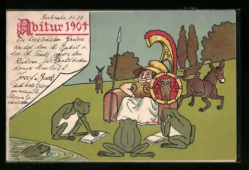 Künstler-AK Karlsruhe, Abitur 1904, Römerin mit Fröschen, Absolvia