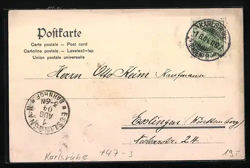 Künstler-AK Karlsruhe, Abitur 1904, Römerin mit Fröschen, Absolvia