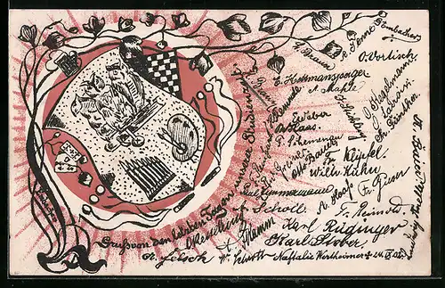 Künstler-AK Karlsruhe, Wappen, Absolvia