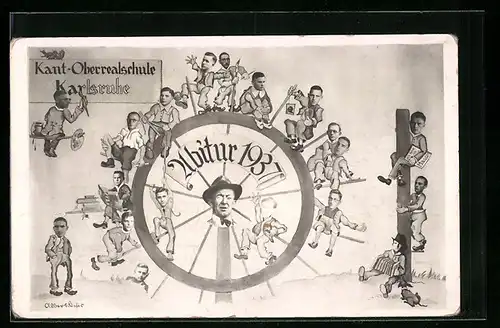AK Karlsruhe, Kant-Oberrealschule, Abitur 1937, Schüler am Steuerrad, Absolvia