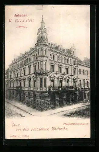 AK Karlsruhe, Gasthaus Zum Frankeneck, Karlfriedrichstrasse 1