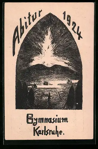 AK Karlsruhe, Abitur 1924 des Gymnasiums, Vulkanausbruch