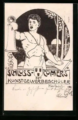 Künstler-AK Karlsruhe, Schluss-Comers der Kunstgewerbeschüler, Absolvia