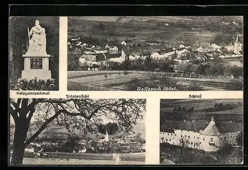 AK Gallspach /Oböst., Totalansicht, Schloss, Kriegerdenkmal