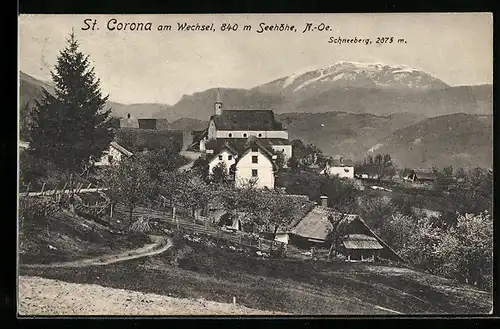 AK St. Corona, Ortspartie am Wechsel, Schneeberg