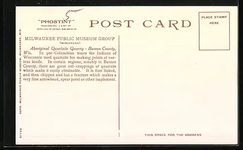 Künstler-AK Milwaukee, Public Museum Miniature Group, Aboriginal Quartzite Quarry, Barron County