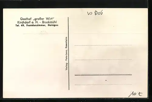 AK Kirchdorf a. H., Gasthof grosser Wirt