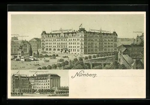 Künstler-AK Nürnberg, Hotel Württemberger Hof