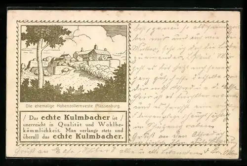 Künstler-AK Kulmbach, Ehemalige Hohenzollernveste Plassenburg