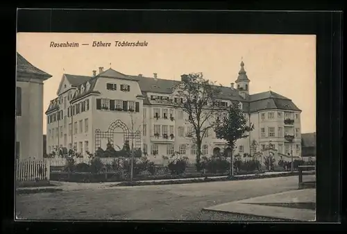 AK Rosenheim, Höhere Töchterschule mit Strassenpartie