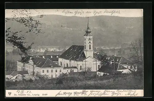 AK Schäftlarn, Kloster aus der Vogelschau