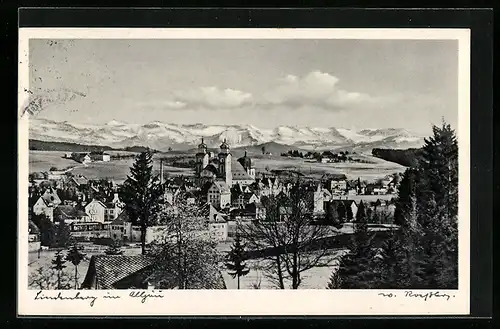 AK Lindenberg /Allg., Ortsansicht mit Alpen