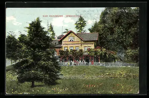 AK Bad Harzburg, Partie am Gasthaus Sennhütte