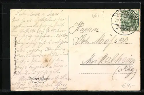 AK Saargemünd, Parkpartie mit Besuchern