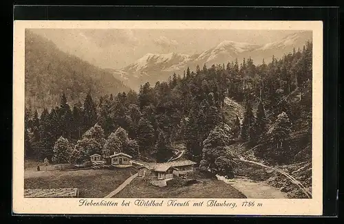 AK Siebenhütten bei Wildbad Kreuth, Ortsansicht mit Blauberg