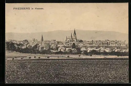 AK Friedberg i. Hessen, Teilansicht mit Kirche