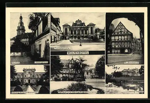 AK Wolfenbüttel, Schloss mit Lessinghaus, Trinitatiskirche, Herzog-August-Bibliothek