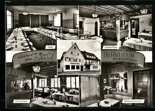 AK Berkheim /Essig, Gasthaus Rössle, Innenansichten Saal und Gaststube