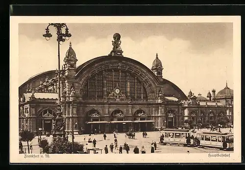 AK Frankfurt a. M., Hauptbahnhof mit Strassenbahn