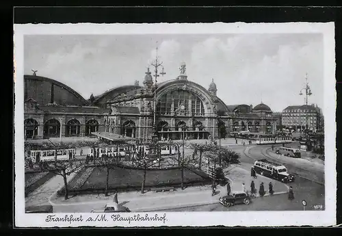AK Frankfurt a. M., Hauptbahnhof mit Strassenbahn