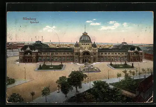 AK Nürnberg, Ansicht des Bahnhofsgebäudes