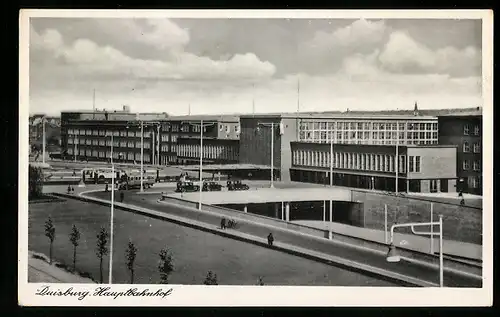AK Duisburg, Hauptbahnhof mit Strasse