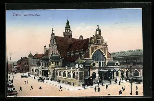 AK Essen, Hauptbahnhof mit Strasse aus der Vogelschau