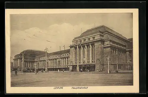 AK Leipzig, Hauptbahnhof mit Vorplatz