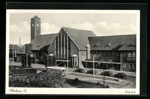 AK Oldenburg i. O., Bahnhof aus der Vogelschau