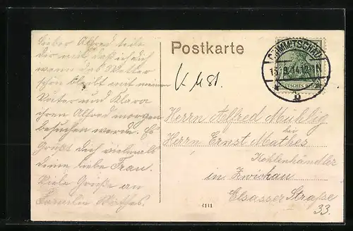 AK Crimmitschau, Bahnhof und Postamt