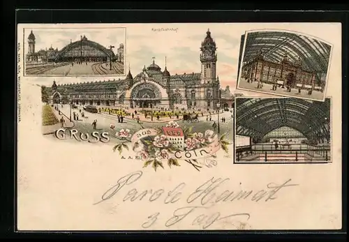 Lithographie Köln, Partie am Hauptbahnhof