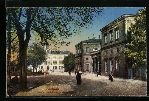 AK Ansbach, Bahnhof mit Hauptpostamt