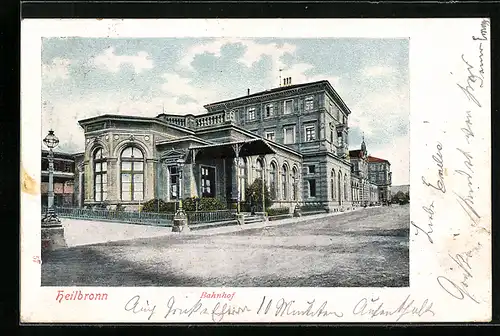 AK Heilbronn, Strassenpartie mit Bahnhof