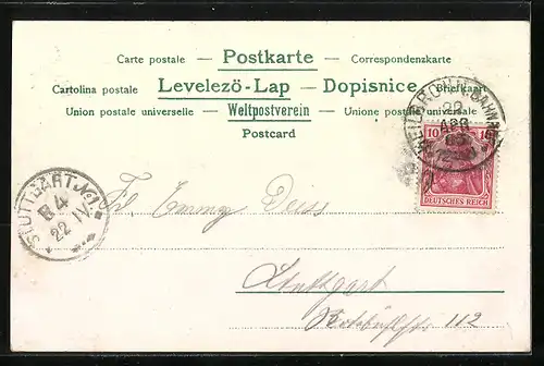 AK Heilbronn, Strassenpartie mit Bahnhof