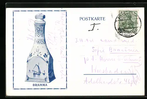 AK Segelboot in einer Flasche, Reklame für Brahma